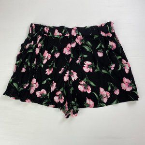 3XL Black Casual Floral Print Print Beach Shorts
